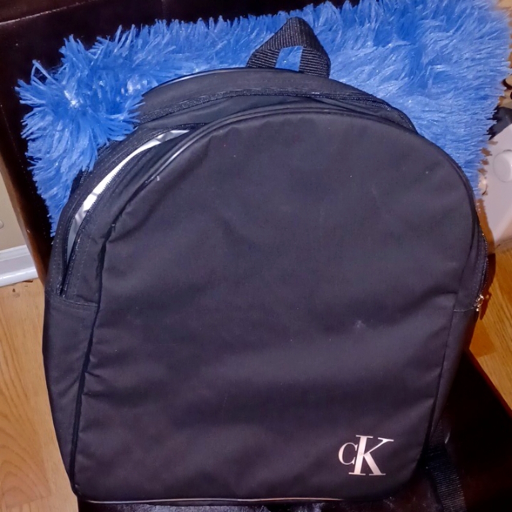 Vtg Calvin Klein CK1 Backpack Black 2 Compartment Insulated Zipper 15x13x6